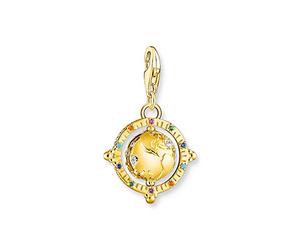 Thomas Sabo Charm Pendant Globe Gold 18k Yellow Gold Plating, 925 Sterling Silver