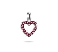 Thomas Sabo Charm Club Connect CC1237-639-10 Heart with Red Stones Recycled 925 Silver Charm Pendant - Black
