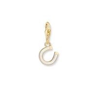 THOMAS SABO Charm pendant horseshoe with white cold enamel yellow-gold plated 925 Sterling Silver, 18k Yellow Gold Plating, Cold Enamel
