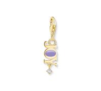 Thomas Sabo Charm pendant Joy with white stone gold plated 18k Yellow Gold Plating, 925 Sterling Silver, Cold Enamel