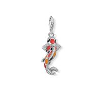 Thomas Sabo Charm pendant koi 925 Sterling Silver, Blackened, Black, Red, Orange Enamelled