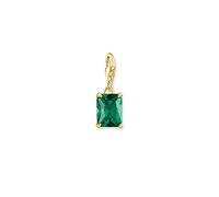 Thomas Sabo Charm pendant large green stone 925 Sterling Silver, 18k Yellow Gold Plating