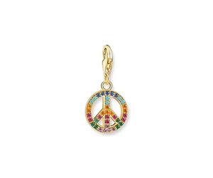 Thomas Sabo Charm pendant peace with colourful stones gold 925 Sterling Silver, 18k Yellow Gold Plating