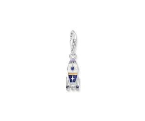 Thomas Sabo Charm pendant rocket with colourful cold enamel and various stones silver 925 Sterling Silver, Blackened, Cold Enamel