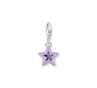 THOMAS SABO Charm pendant star with amethyst-coloured stones and cold enamel silver 925 Sterling Silver, Cold Enamel