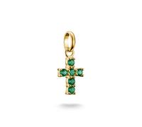 Thomas Sabo Charming Connect 18ct Gold Plated Green Cross Charm CC1206-M01-6 | Acotis - 18ct Gold Plated / Alloy