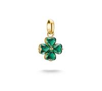 Thomas Sabo Cloverleaf Charm with green nanocrystal in a heart-shaped cut - Connect Premium Alloy 18k Gold Plated