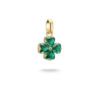 Thomas Sabo Cloverleaf Charm with green nanocrystal in a heart-shaped cut - Connect Premium Alloy 18k Gold Plated