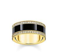 Thomas Sabo Womens Gold-plated Silver 18ct Yellow-gold Sterling and Zirconia Band Ring 52mm