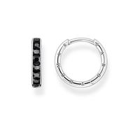 THOMAS SABO Hoop earrings black stones pavé silver 925 Sterling Silver, Blackened