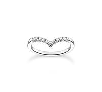 THOMAS SABO Damen Ring V-Form mit weißen Steinen