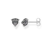 THOMAS SABO Unisex Black Cat Zirconia Pave Stud Earrings, Silver