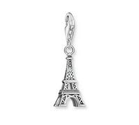 Thomas Sabo Eiffel Tower Charm: 3D iconic design, rich detail, cut-outs, engraved lines, white zirconia beacon. Mix with Charm Club pieces, Silver, Women Ilver