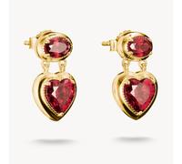 Thomas Sabo Elyndra Silver 18 Carat Gold Plated Garnet Red Heart Earrings H2340-414-10 | Acotis - Sterling Silver / 18 Carat Gold Plated / Garnet Cubic Zirconia