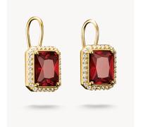 Thomas Sabo Elyndra Silver 18 Carat Gold Plated Garnet Red Octagonal Stones Earrings H2338-414-10 | Acotis - Sterling Silver / 18 Carat Gold Plated / Garnet Cubic Zirconia