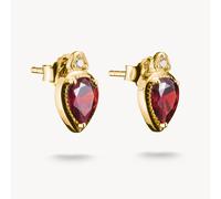 Thomas Sabo Elyndra Silver 18 Carat Gold Plated Garnet Red Teardrop Stones Ear Studs H2333-414-10 | Acotis - Sterling Silver / 18 Carat Gold Plated / Garnet Cubic Zirconia