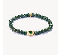 Thomas Sabo Elyndra Silver 18 Carat Gold Plated Green Agate yellow gold Bracelet A2210-472-6 | Acotis - Size L19 - Sterling Silver / 18 Carat Gold Plated / Green Agate