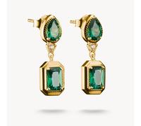 Thomas Sabo Elyndra Silver 18 Carat Gold Plated Green Stones Earrings H2334-971-6 | Acotis - Sterling Silver / 18 Carat Gold Plated / Glass Ceramic
