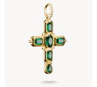 Thomas Sabo Elyndra Silver 18 Carat Gold Plated Green Zirconia Stones Pendant PE987-971-6 | Acotis - Sterling Silver / 18 Carat Gold Plated / Glass Ceramic
