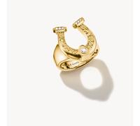 Thomas Sabo Elyndra Silver 18 Carat Gold Plated Zirconia Horseshoe Ring TR2509-414-14 | Acotis - Size 60 - Sterling Silver / 18 Carat Gold Plated / Zirconia