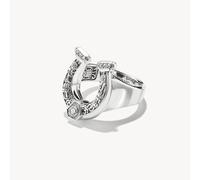 Thomas Sabo Elyndra Sterling Silver Blackened Horseshoe Ring TR2509-643-14 | Acotis - Size 58 - Sterling Silver Blackened / Zirconia