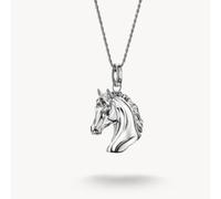 Thomas Sabo Elyndra Sterling Silver Blackened Zirconia Horse Head Necklace KE2342-643-21 | Acotis - Sterling Silver Blackened / Zirconia
