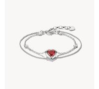 Thomas Sabo Elyndra Sterling Silver Garnet Red Double Row Heart Bracelet A2222-051-10 | Acotis - Sterling Silver / Garnet Cubic Zirconia