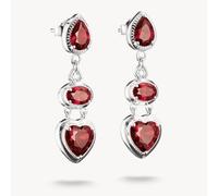 Thomas Sabo Elyndra Sterling Silver Garnet Red Heart Drop Stones Earrings H2341-051-10 | Acotis - Sterling Silver / Garnet Cubic Zirconia