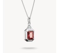 Thomas Sabo Elyndra Sterling Silver Garnet Red Zirconia Octagon Stone Necklace KE2366-051-10 | Acotis - Sterling Silver / Garnet Cubic Zirconia