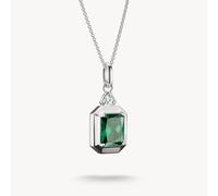 Thomas Sabo Elyndra Sterling Silver Green Octagon Stone Necklace KE2366-166-6 | Acotis - Sterling Silver / Glass Ceramic
