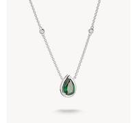 Thomas Sabo Elyndra Sterling Silver Green Teardrop Stone Necklace KE2331-166-6 | Acotis - Sterling Silver / Glass Ceramic
