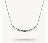 Thomas Sabo Elyndra Sterling Silver Half-Form Red Stone Necklace KE2330-166-7 | Acotis - Sterling Silver / Glass Ceramic