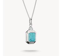Thomas Sabo Elyndra Sterling Silver Imitation Turquoise Octagon Stone Necklace KE2366-405-17 | Acotis - Sterling Silver / Zirconia