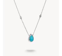Thomas Sabo Elyndra Sterling Silver Imitation Turquoise Teardrop Stone Necklace KE2331-405-17 | Acotis - Sterling Silver / Zirconia