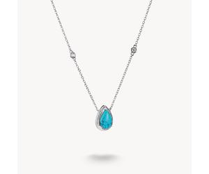 Thomas Sabo Elyndra Sterling Silver Imitation Turquoise Teardrop Stone Necklace KE2331-405-17 | Acotis - Sterling Silver / Zirconia