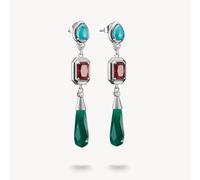 Thomas Sabo Elyndra Sterling Silver Multicoloured Agate Stones Earrings H2332-405-7 | Acotis - Sterling Silver / Green Agate