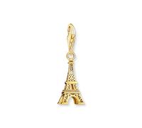 Thomas Sabo Gold-plated charm pendant with Eiffel Tower and white zirconia 925 Sterling Silver, 18k Yellow Gold Plating
