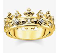 Thomas Sabo Gold Plated Cubic Zirconia Crown Ring Tr2302-414-14-52 Gold One Size