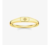 Thomas Sabo Gold Plated Engraved Cubic Zirconia Star Ring Tr2314-414-14-58 Gold One Size