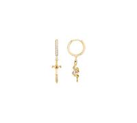 THOMAS SABO Gold-plated hoop earrings with pendant Tempting Romance 925 Sterling Silver, 18k Yellow Gold Plating, Cold Enamel