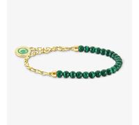 THOMAS SABO Gold Plated Member Charm Green Bead Bracelet A2130-140-6-L17V