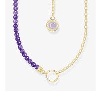 Thomas Sabo Gold Plated Member Charm Violet Bead Necklace Ke2190-427-13-L45V In Purple Purple One Size