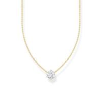Thomas Sabo Gold-plated necklace with white zirconia pendant 925 Sterling Silver, 18k Yellow Gold Plating