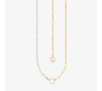 THOMAS SABO Gold Plated Oval Link & Freshwater Pearl Necklace KE2189-430-14-L45