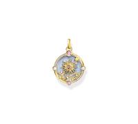 THOMAS SABO Gold-plated pendant with blue cold enamel and colourful stones 925 Sterling Silver, 18k Yellow Gold Plating, Cold Enamel