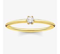 Thomas Sabo Gold Plated Small Six Claw Cubic Zirconia Ring Tr2312-414-14-56 Gold One Size