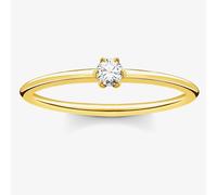 Thomas Sabo Women Ring White Stone Gold 925 Sterling Silver, 18K Yellow Gold Plating TR2312-414-14