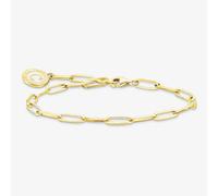 THOMAS SABO Gold Plated White Cold Enamel Long Link Charm Bracelet X0286-427-39 - 17cm