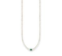 THOMAS SABO Green Stone and Pearl Necklace Silver