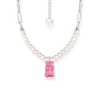 THOMAS SABO Haribo Necklace with Pendant Pink Gold Bear - Recycled Silver, Crystal Glass, Freshwater Cultured Pearls x Haribo